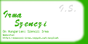 irma szenczi business card